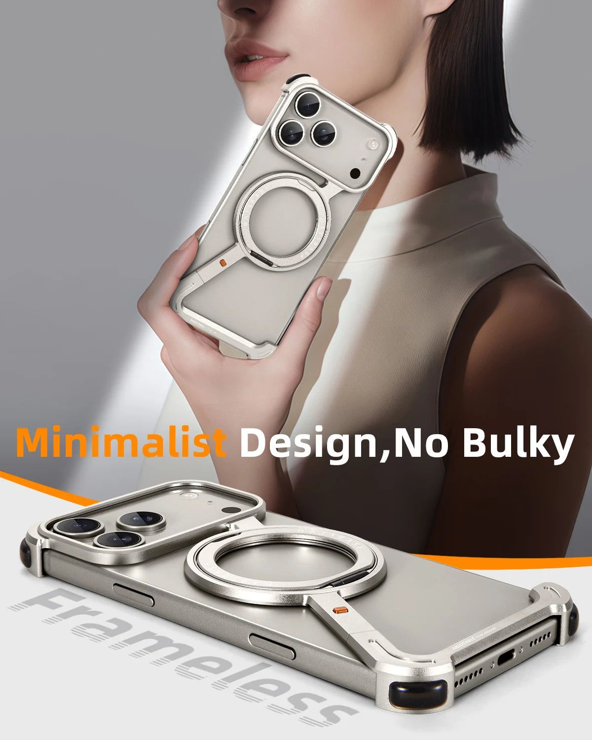 Metal Ultra-thin Phone Case Rotatable Stand Magsafe Protective Shockproofr For iPhone 17/ 16 /15 /14