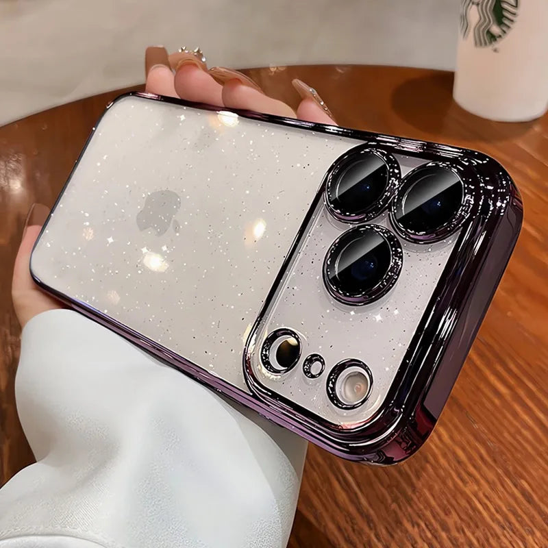 Ultra Thin Slim Transparent Glitter PC Case for iPhone 17 16 15 14