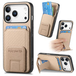 Carbon Fiber Card Bag Fold Stand Phone Case For iPhone 17 / 16 / 15 / 14