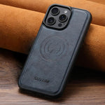 Cowhide Leather Magnetic Phone Case For iPhone 17 / 16 / 15 / 14