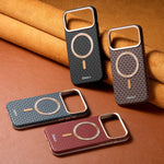 Premium Triangle Pattern Leather Magnetic Case For iPhone 17 16 15 14