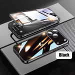 360 ° Full Protection Metal Magnetic Double-Sided Glass Snap Lock Phone Case For iPhone 17 / 16 / 15 / 14