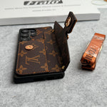 BRAND LEATHER CARD HOLDER SLOT LOCK SLING CASE FOR SAMSUNG GALAXY