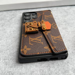 BRAND LEATHER CARD HOLDER SLOT LOCK SLING CASE FOR SAMSUNG GALAXY