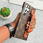 Luxury Designer Strap Holder Leather Case for Samsung Galaxy S22-S26 Series