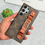Luxury Designer Strap Holder Leather Case for Samsung Galaxy S22-S26 Series