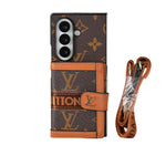 Luxury Monogram Wallet Case with Crossbody Strap for Samsung Galaxy Z Fold 3/4/5/6/7