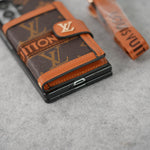 Luxury Monogram Wallet Case with Crossbody Strap for Samsung Galaxy Z Fold 3/4/5/6/7