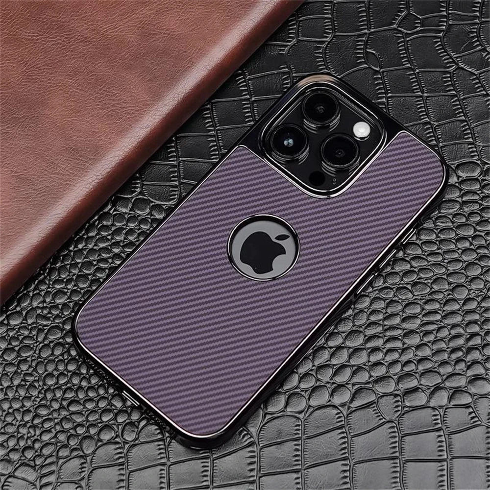 Premium Plated Carbon Fiber Case For iPhone 16 15 14