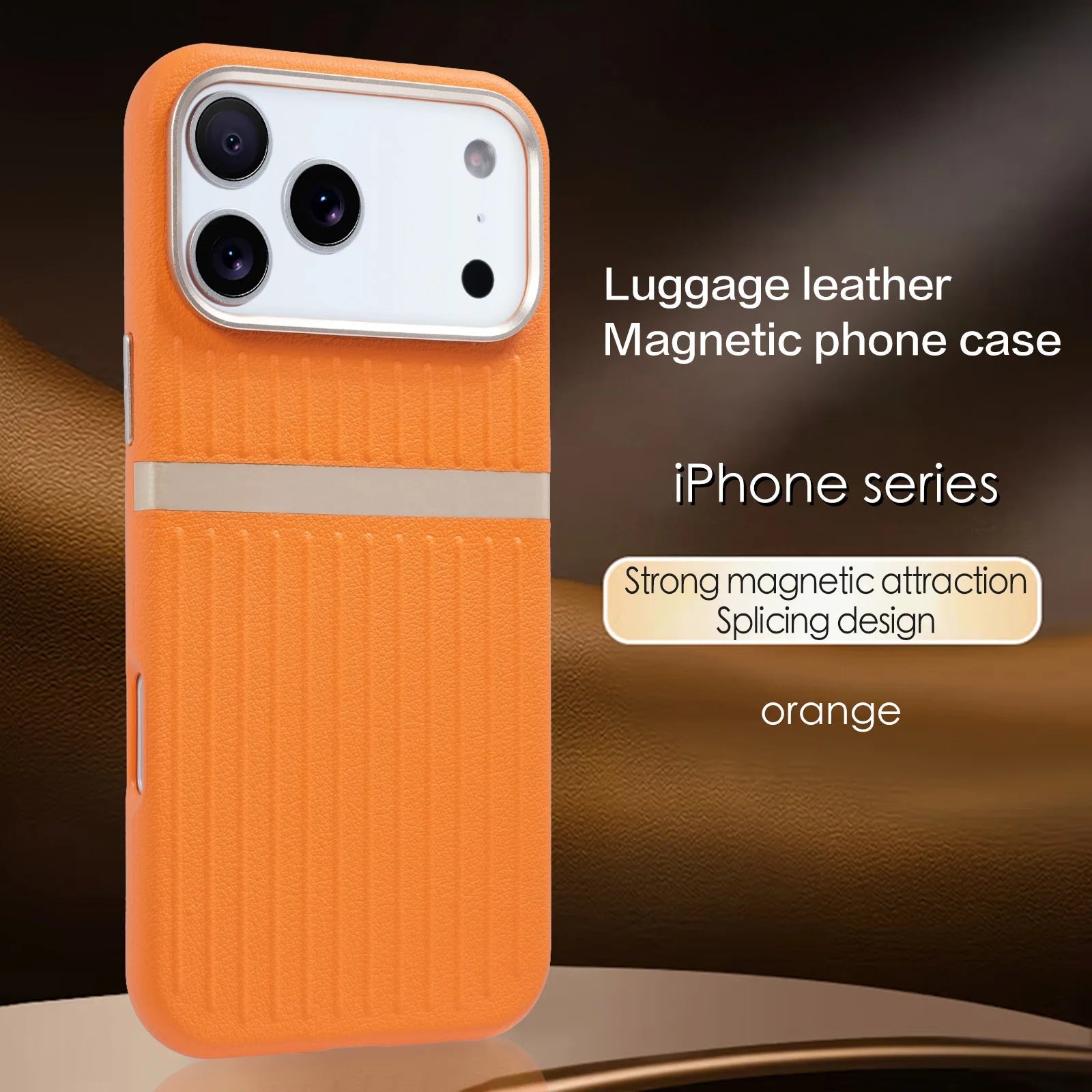Suitcase Style Case Strong Magnet Embossed Textured Leather For iPhone 17 16 15 14 13 THEROXYMOB