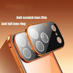 360 ° Full Protection Metal Magnetic Double-Sided Glass Snap Lock Phone Case For iPhone 17 / 16 / 15 / 14
