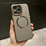 Matte camera frame holder magsafe charging phone case for iPhone 16/ 15/ 14 lens film shockproof magnetic hard back cover