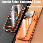 360 ° Full Protection Metal Magnetic Double-Sided Glass Snap Lock Phone Case For iPhone 17 / 16 / 15 / 14