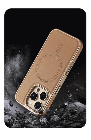 Luxury Leather Magnetic Back Case For iPhone 16 15 14