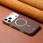 Premium Triangle Pattern Leather Magnetic Case For iPhone 17 16 15 14