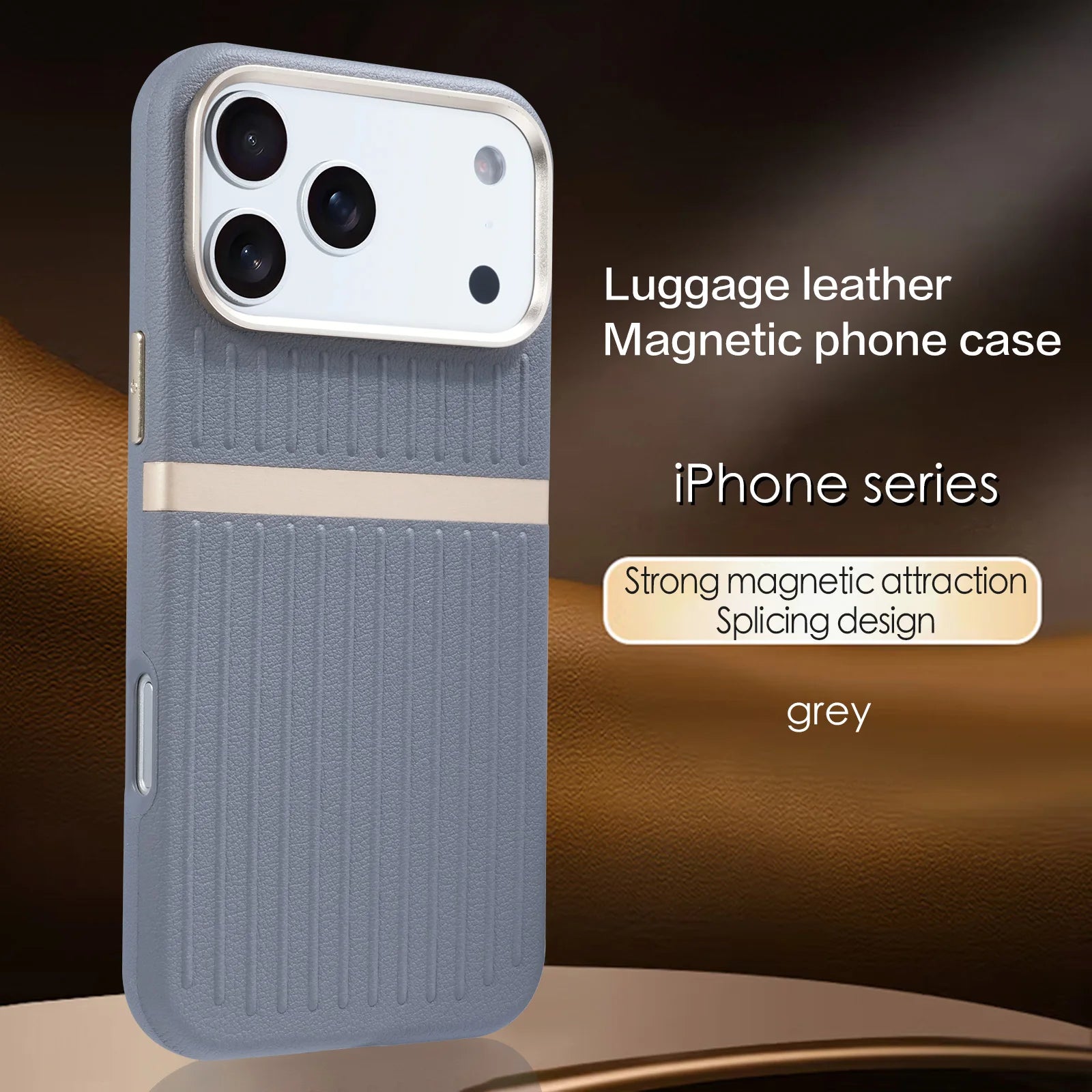 Suitcase Style Case Strong Magnet Embossed Textured Leather For iPhone 17 16 15 14 13 THEROXYMOB
