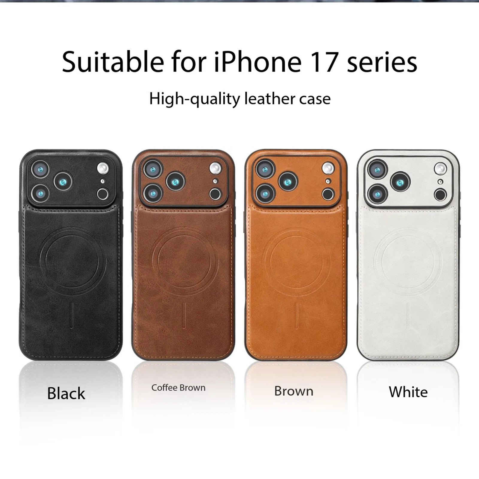 Luxury Strong Magnetic Leather Wireless Shockproof MagSafe Cover Phone Case For iPhone 17 / 16 / 15 / 14