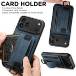 Leather Case Wrist Strap Ring Buckle Card Holder Bag Stand For iPhone 17/ 16/ 15/ 14