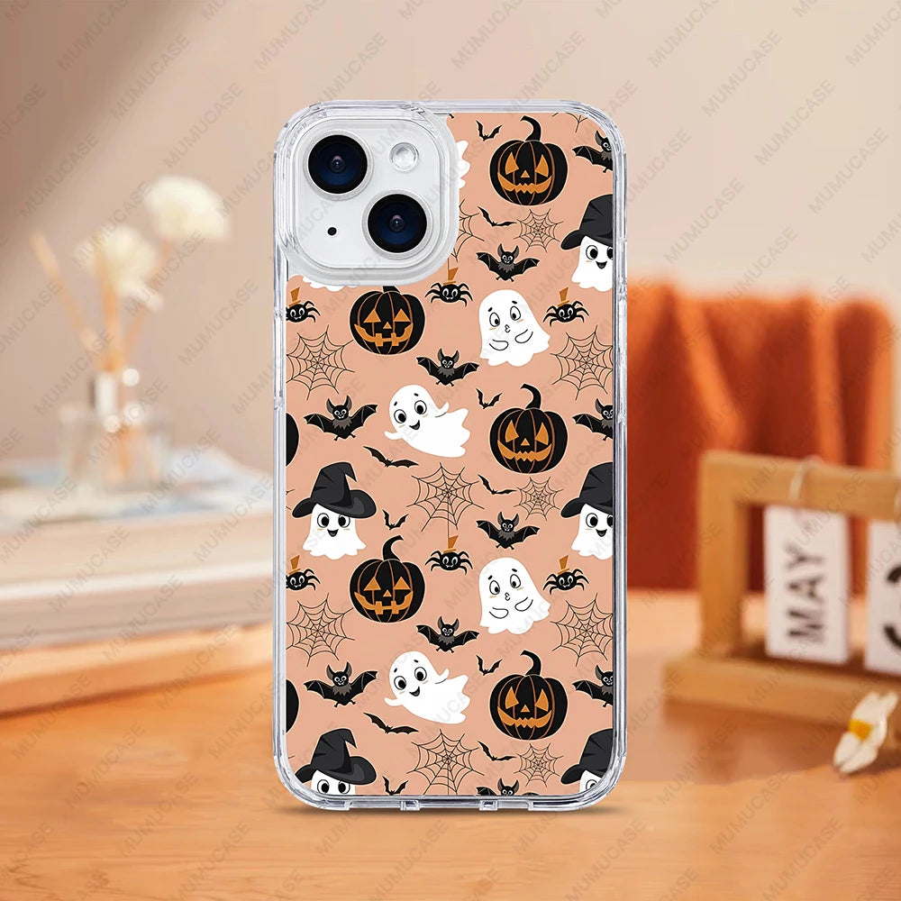 2-in-1 PC+TPU Protective Case for iPhone 16, 15, 14, Shockproof Halloween Bumper