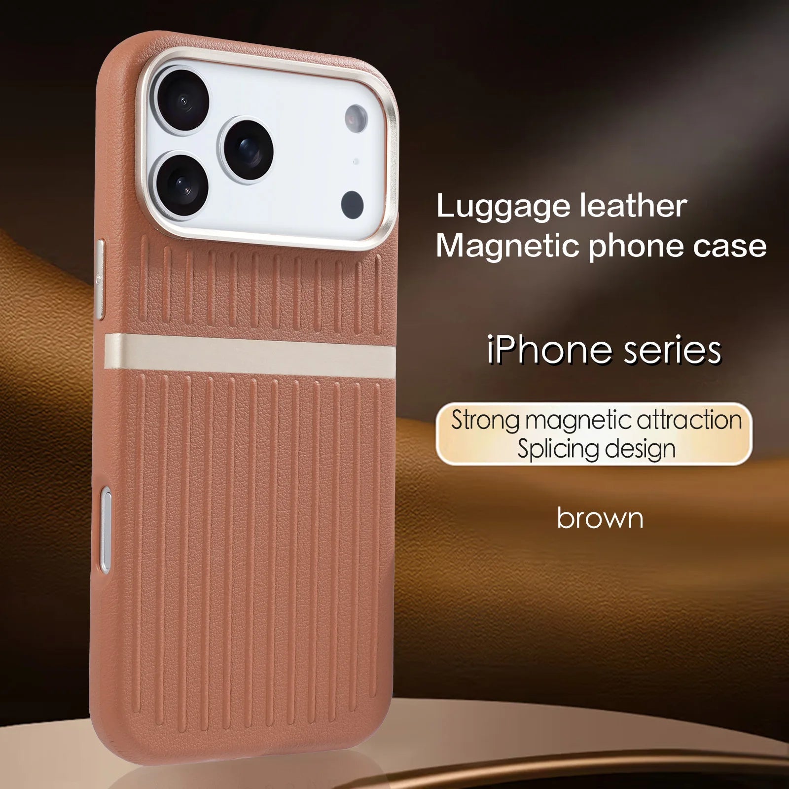 Suitcase Style Case Strong Magnet Embossed Textured Leather For iPhone 17 16 15 14 13 THEROXYMOB