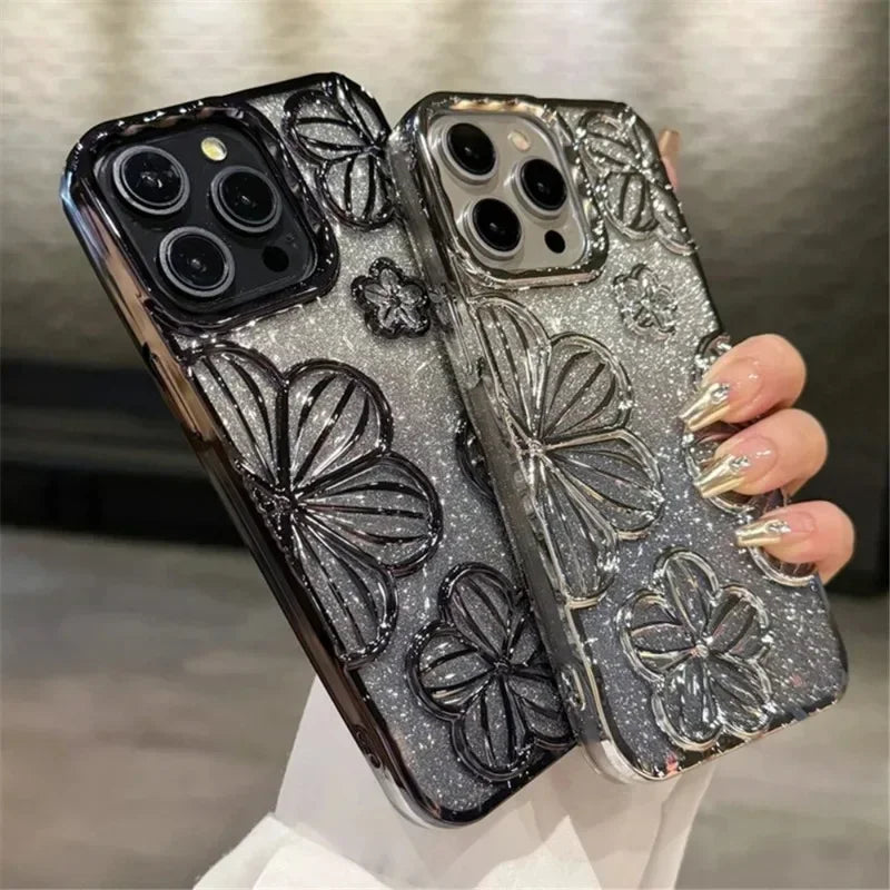 Multicolored Flower Electroplated Phone Case For IPhone 15 Series