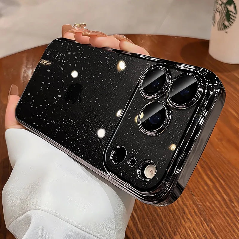 Ultra Thin Slim Transparent Glitter PC Case for iPhone 17 16 15 14