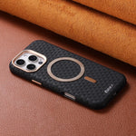 Premium Triangle Pattern Leather Magnetic Case For iPhone 17 16 15 14