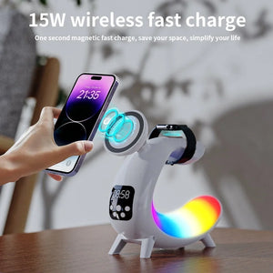 6IN1 ALARM CLOCK MAGNETIC WIRELESS CHARGER FOR IPHONE 16 15 14 13