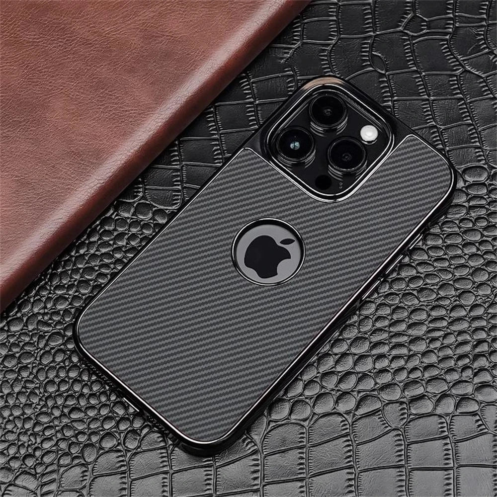 Premium Plated Carbon Fiber Case For iPhone 16 15 14