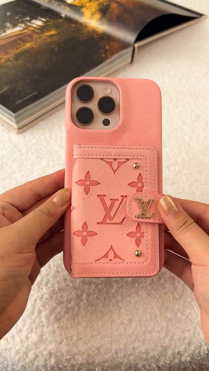 LV Luxury Leather Card Holder Phone Case for iPhone 17 16 15 14 THEROXYMOB