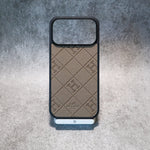 Stamped Leather H Phone Case  For iPhone 17 / 16 / 15 / 14