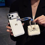 HRM Leather Case with Mini Handbag Charm for iPhone 14-18 Pro & Pro Max