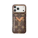 Lv Leather Card Holder Phone Case For iPhone 13-18 Pro & Pro Max