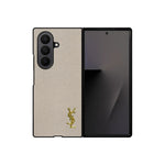 Luxury YSL Leather Case Beige for Samsung Galaxy Z Fold & Z Flip Series