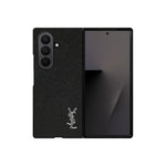 Luxury YSL Leather Case Black for Samsung Galaxy Z Fold & Z Flip Series