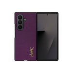 Luxury YSL Leather Case Purple for Samsung Galaxy Z Fold & Z Flip Series