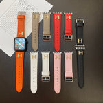 Hermes H Genuine Lychee Pattern Leather Apple Watch Strap