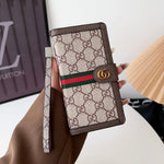 Premium Genuine Leather Monogram Canvas Wallet Card Holder iPhone Case Roxy New 2