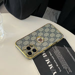 High Quality Electroplated Frame Ophidia  Leather Apple iPhone Case