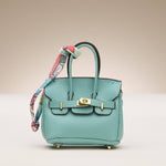 Mini Birkin Faux Leather Bag For Airpods Charm with Scarf Detail Roxy New