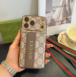 Classic Gucci monogram phone case with card slot & crossbody lanyard