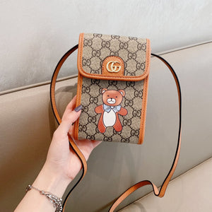 Cute bear cartoon mobile phone shoulder bag