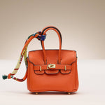 Mini Birkin Faux Leather Bag For Airpods Charm with Scarf Detail Roxy New