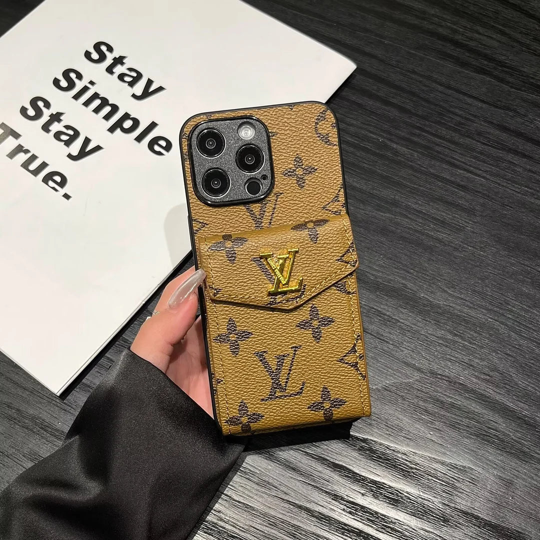 Louis Vuitton  Card Holder Canvas Leather Apple iPhone Case