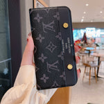 Luxury Flip Monogram Canvas Rivet Leather Case For iPhone