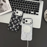 Luxury Monogram Pattern iPhone Case | Textured Canvas Designer Style Cover