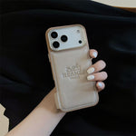 HRMS Two-Tone Leather Case with Stamped Logo for iPhone 13-18 Pro & Pro Max