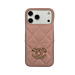 Chanel Quilted Caviar Leather Case with Chain Logo Emblem for iPhone