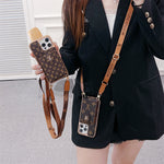 LV LUXURY ELECTROPLATING MONOGRAM CARD HOLDER CROSSBODY IPHONE CASE