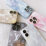 Luxury LV Monogram Frosted AG Glass Back Cover For iPhone 16 15 14